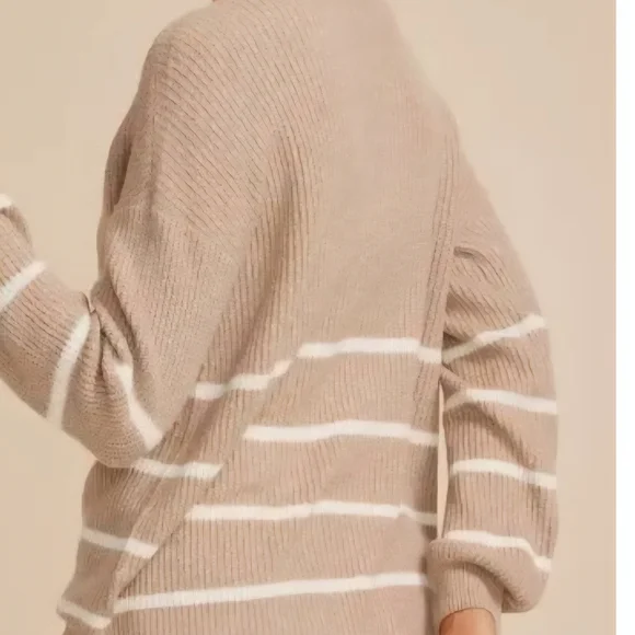 Maurices V-Neck Sweater - Taupe and White - Picture 2 of 3